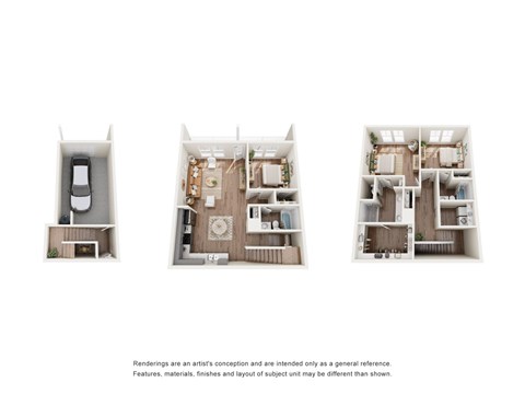 Floor plan for 3 beds, 3 baths, 1673 sqft